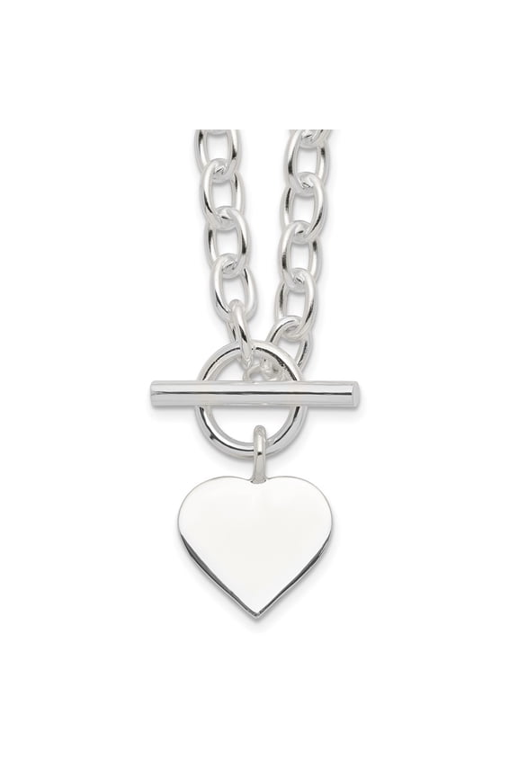 Fine Jewelry 925 Sterling Silver Engravable Heart Necklace 18" for Women