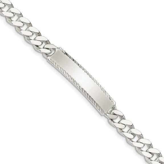 Auriga Fine Jewelry 925 Sterling Silver Engraveable Curb Link Id Bracelet 7inch for Women