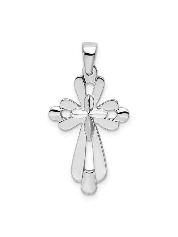 Fine Jewelry 925 Sterling Silver Fancy Cut-Out Cross Pendant for Women