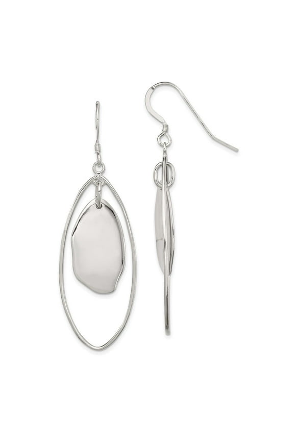 Fine Jewelry 925 Sterling Silver Fancy Oval Dangle Earrings for Women