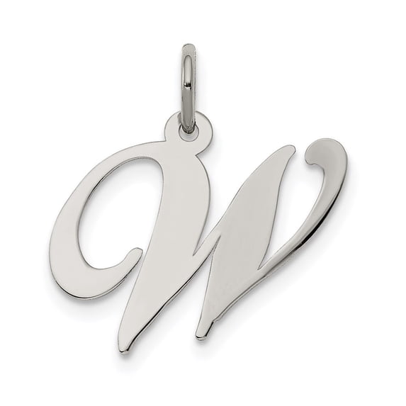 Auriga Fine Jewelry 925 Sterling Silver Fancy Script W Initial Charm Pendant for Women(L- 18mm, W- 13 to 20mm)