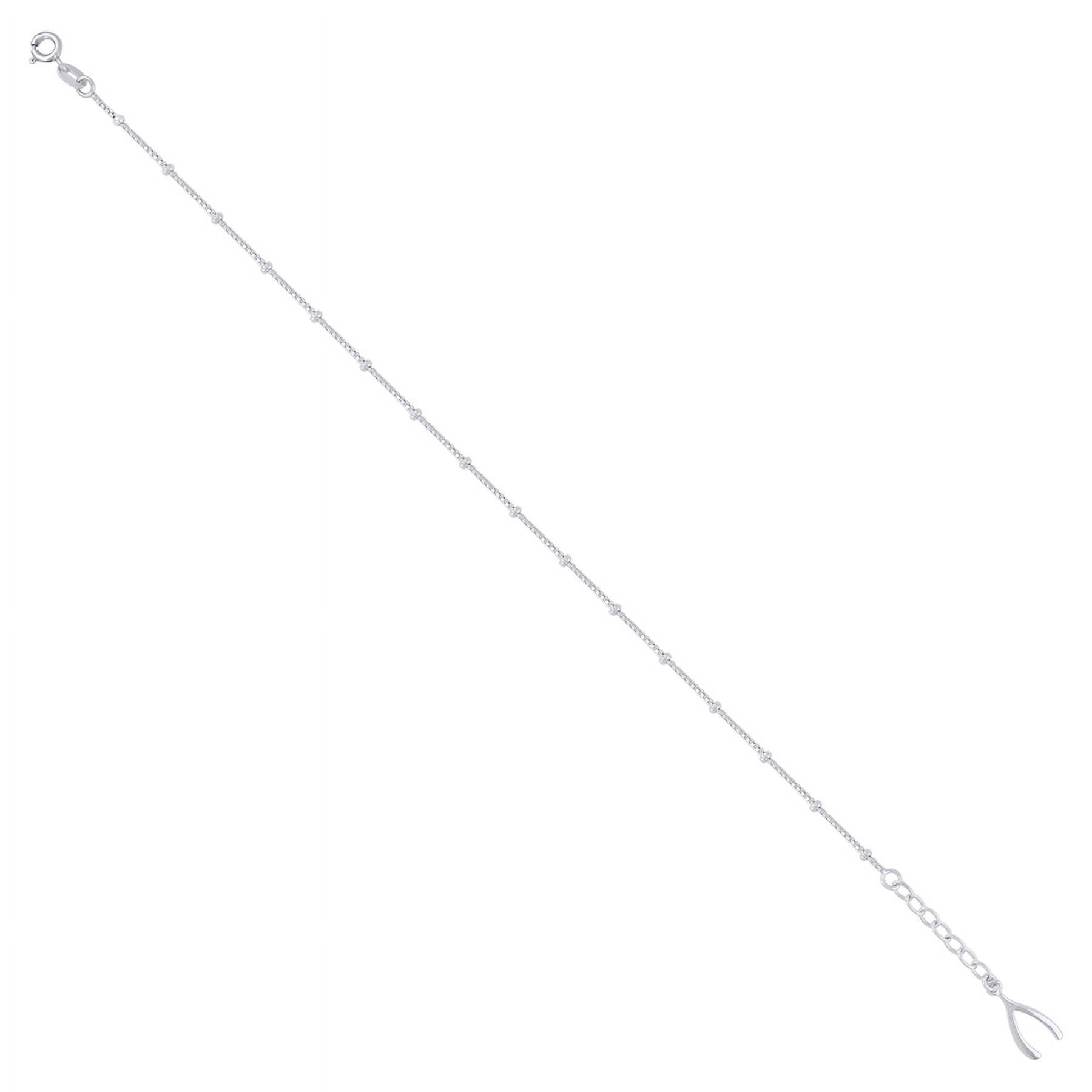 Auriga Fine Jewelry 925 Sterling Silver Fashion Wish Bone Anklet for Women