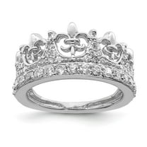 Auriga Fine Jewelry 925 Sterling Silver Fleur de lis Crown Cubic Zirconia Engagement Ring Size 7 for Women