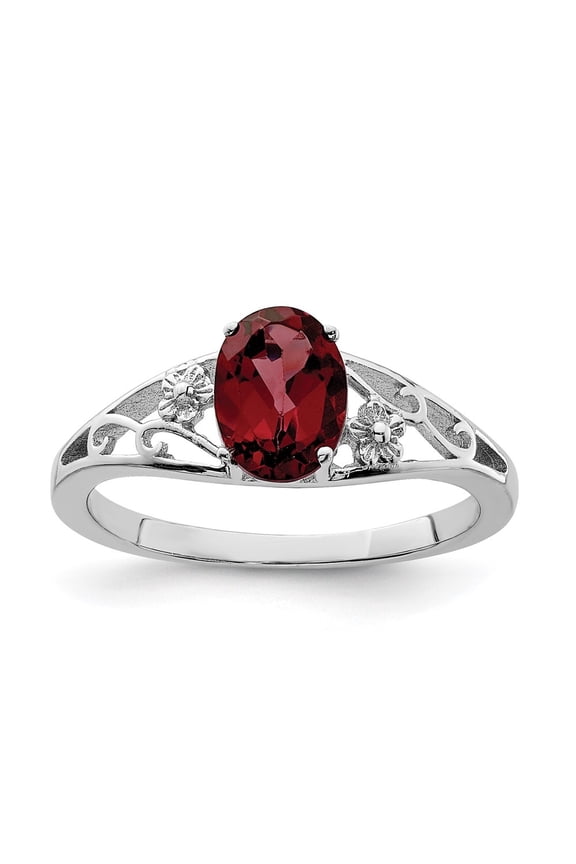 Fine Jewelry 925 Sterling Silver Garnet Engagement Ring Size 7 for Women