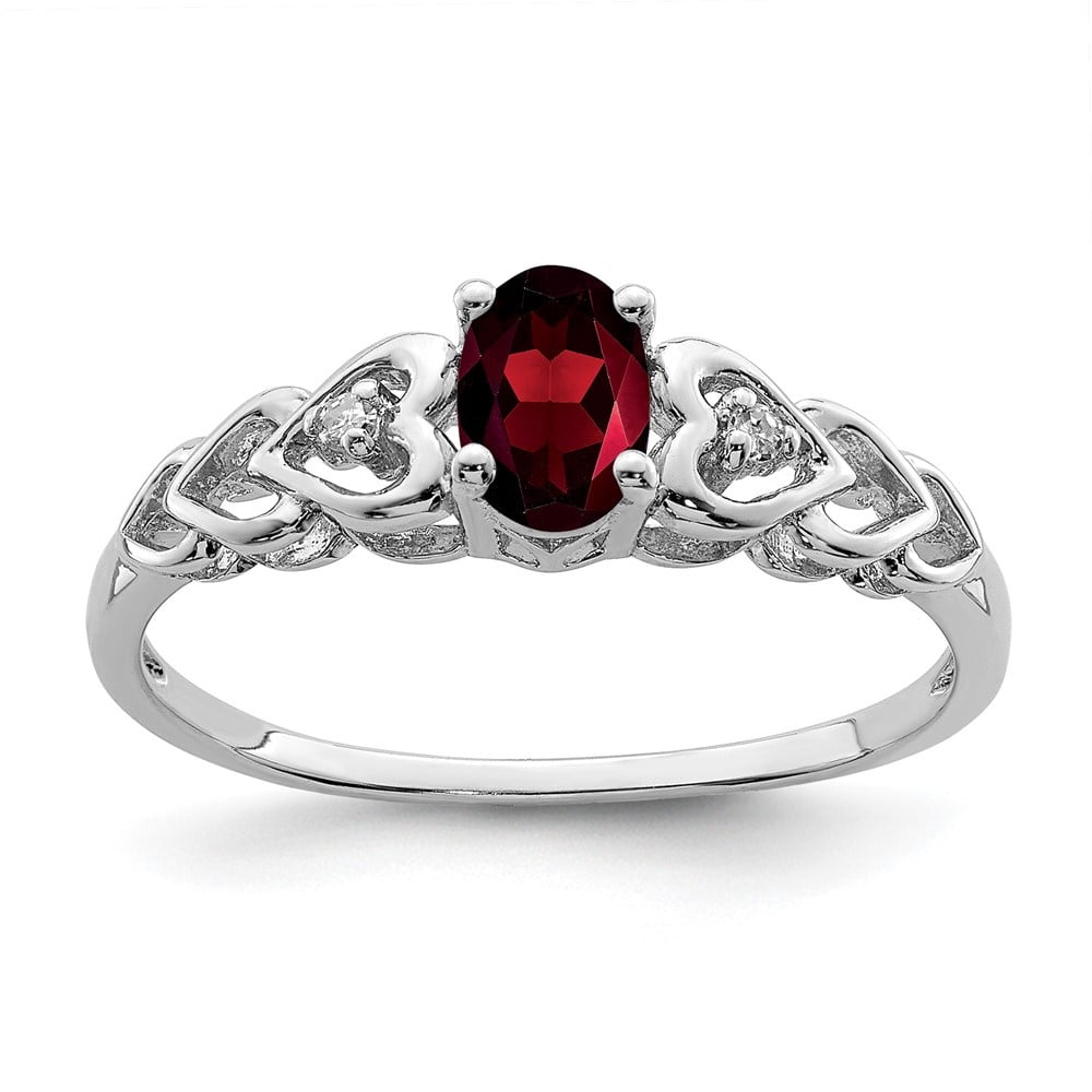 Auriga Fine Jewelry 925 Sterling Silver Garnet and Diamond Solitaire Engagement Ring Size 10 for Women