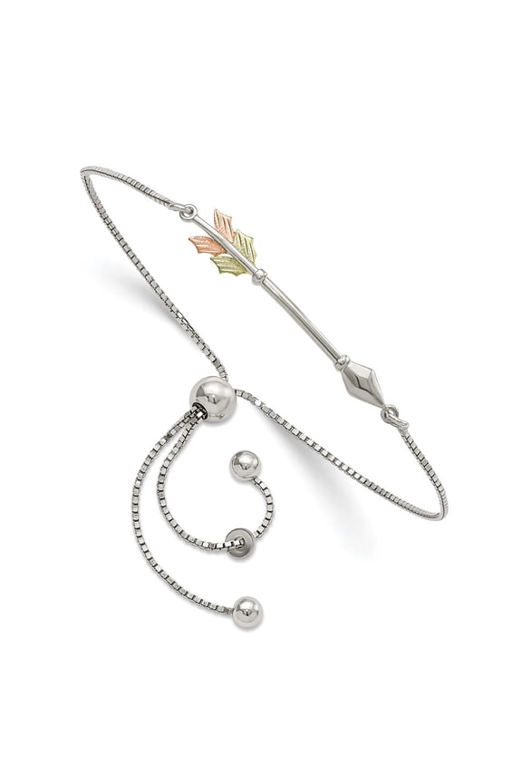 Fine Jewelry 925 Sterling Silver Gold Arrow Bolo Bracelet for Women