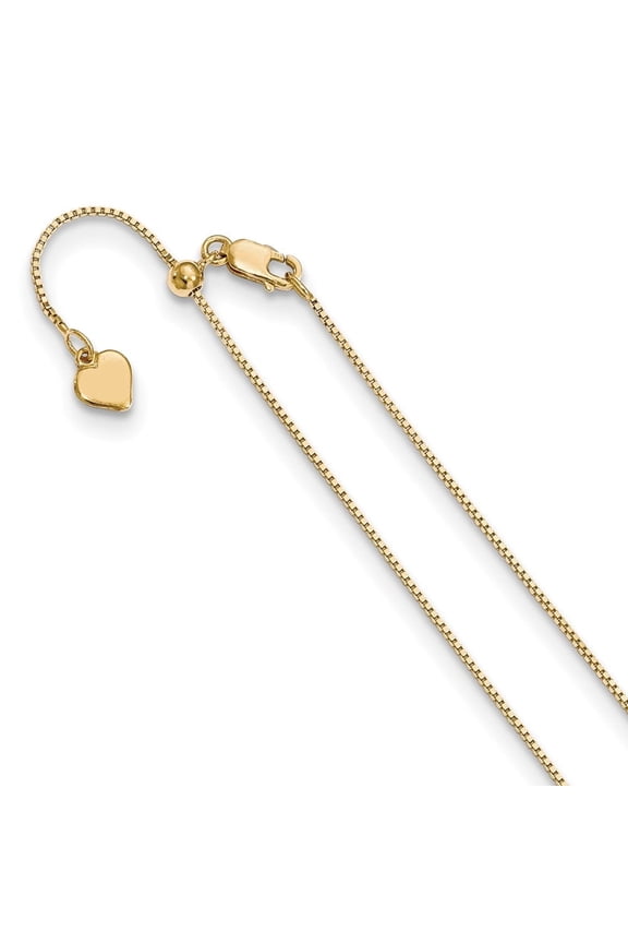 Fine Jewelry 925 Sterling Silver Gold-plated Adjustable .85 mm Box Chain Necklace for Women 30"