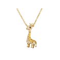 thumbnail image 1 of Auriga Fine Jewelry 925 Sterling Silver Gold-plated CZ and Enamel Giraffe Necklace with 2 Inch extension for Women 16", 1 of 3