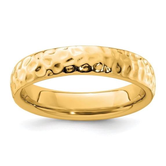 Auriga Fine Jewelry 925 Sterling Silver Gold-plated Hammer Finish Ring for Women Size 9