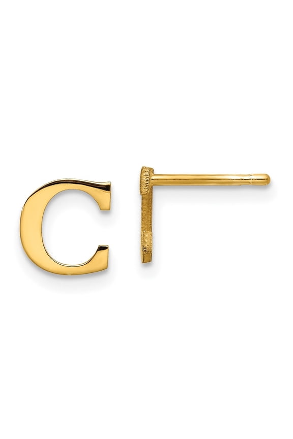 Fine Jewelry 925 Sterling Silver Gold-plated Letter C Initial Post Stud Earrings for Women