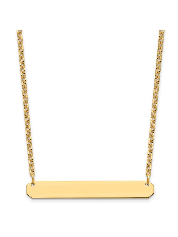 Fine Jewelry 925 Sterling Silver Gold-plated Medium Polished Blank Bar Necklace for Women 18"