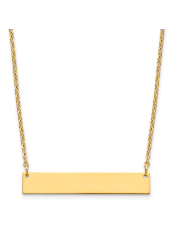 Fine Jewelry 925 Sterling Silver Gold-plated Medium Polished Blank Bar Necklace for Women 18"