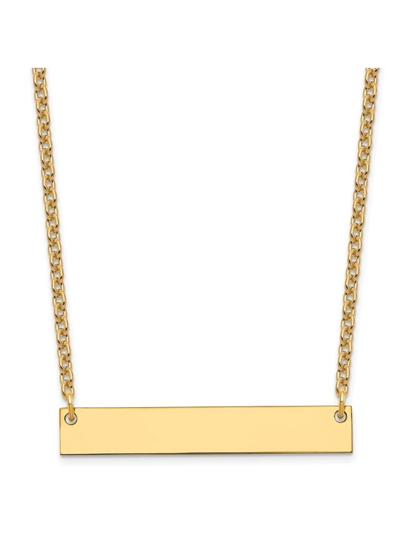 Fine Jewelry 925 Sterling Silver Gold-plated Medium Polished Blank Bar Necklace for Women 18"