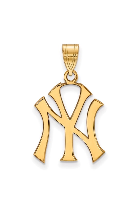 Fine Jewelry 925 Sterling Silver Gold-plated N-Y Large Pendant for Women (L-25 mm, W-16 mm)