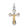 thumbnail image 1 of Auriga Fine Jewelry 925 Sterling Silver & Gold-plated Polished Satin & D/C Crucifix Cross Pendant (L-27mm, W-13mm), 1 of 6