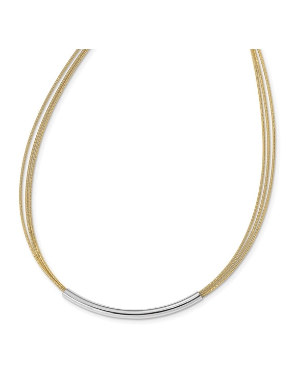 Fine Jewelry 925 Sterling Silver Gold-plated Rho-plated Bar w/ 2in Necklace for Women 16"
