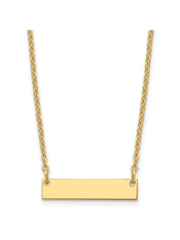 Fine Jewelry 925 Sterling Silver Gold-plated Polished Blank Bar Necklace for Women 18"