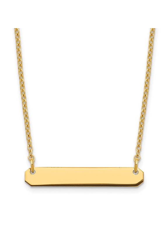 Fine Jewelry 925 Sterling Silver Gold-plated Polished Blank Bar Necklace for Women 18"
