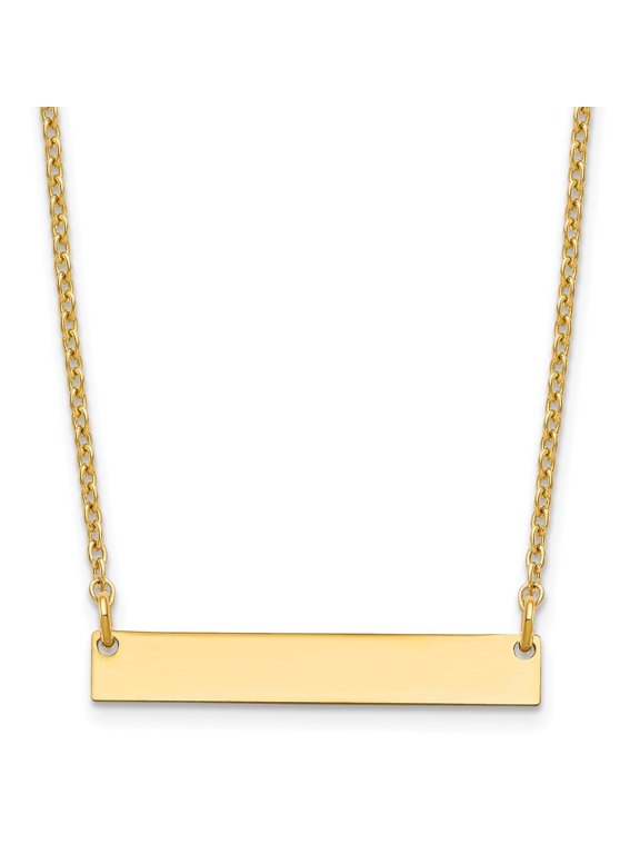 Fine Jewelry 925 Sterling Silver Gold-plated Polished Blank Bar Necklace for Women 18"