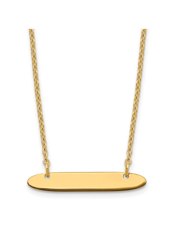 Fine Jewelry 925 Sterling Silver Gold-plated Polished Oblong Blank Bar Necklace for Women 18"