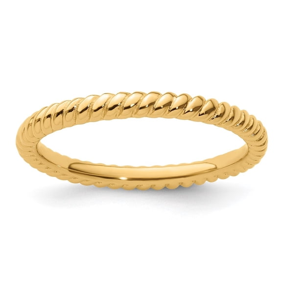 Auriga Fine Jewelry 925 Sterling Silver Gold-plated Twisted Ring for Women Size 10