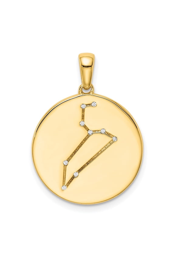 Fine Jewelry 925 Sterling Silver Gold-plated and CZ Leo Zodiac Pendant for Women