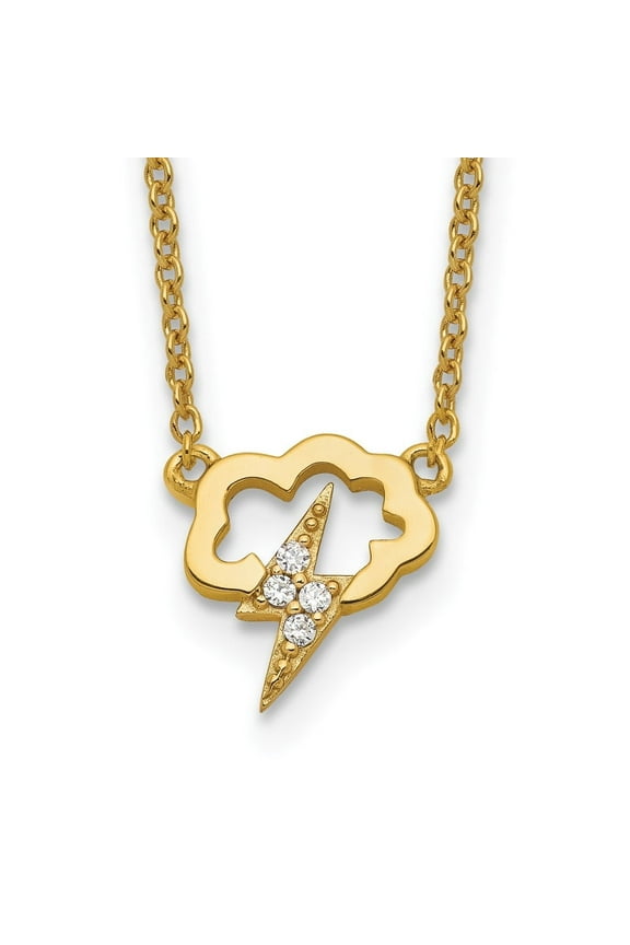 Fine Jewelry 925 Sterling Silver Gold-tone CZ Storm Cloud w/2in ext. Necklace for Women 16"