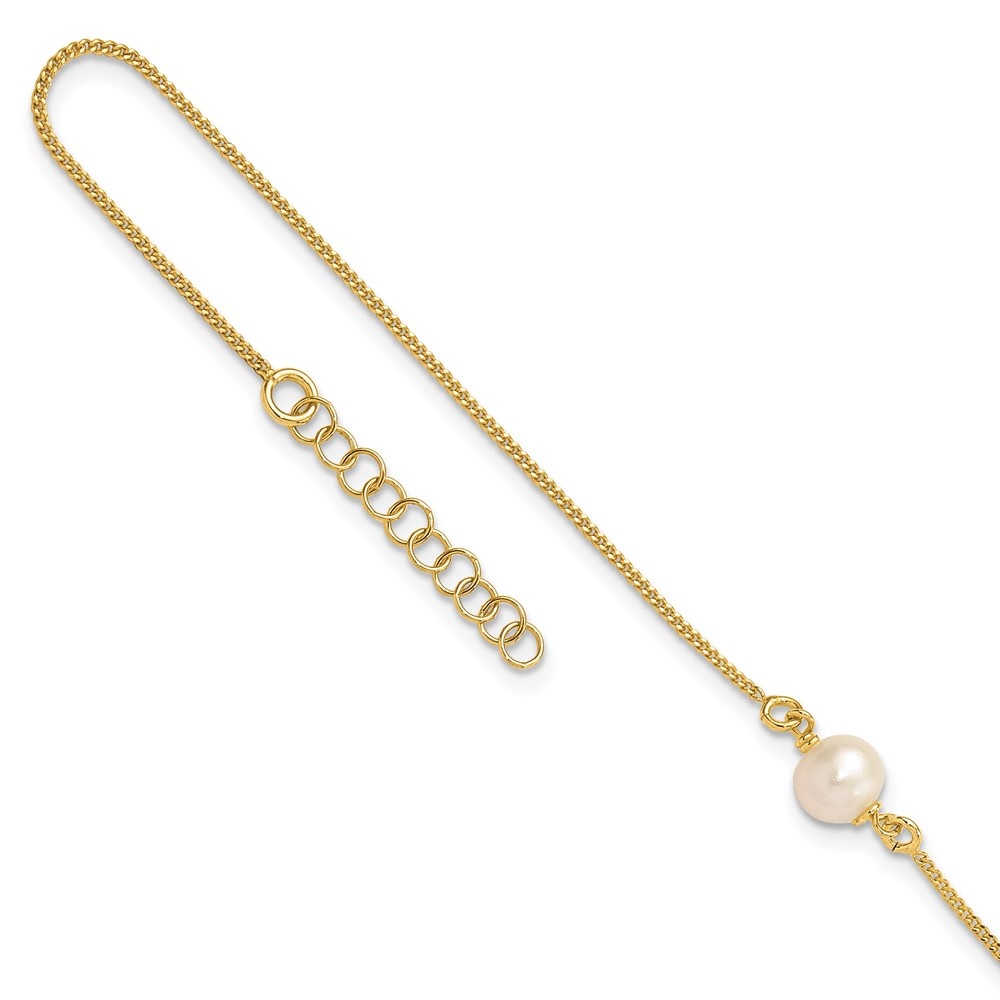 Auriga Fine Jewelry 925 Sterling Silver Gold-tone FWC Pearl 9in. Plus 1in. ext. Anklet for Women