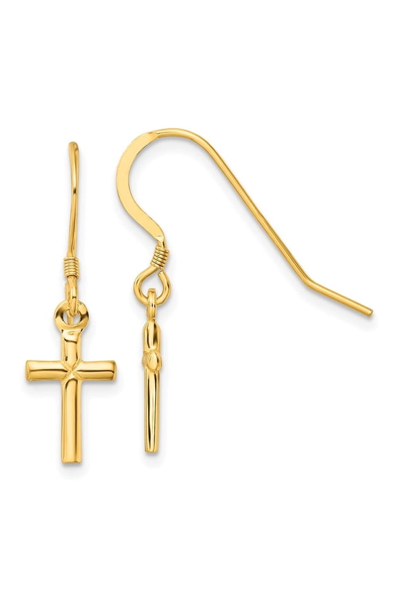 Fine Jewelry 925 Sterling Silver Gold-tone Polished 'X' Cross Dangle Earrings for Women