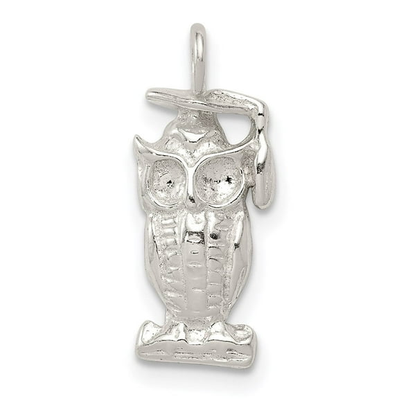 Auriga Fine Jewelry 925 Sterling Silver Graduation Owl Charm Pendant for Women (L-20mm, W-8mm)