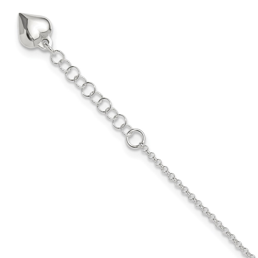 Auriga Fine Jewelry 925 Sterling Silver Heart Anklet 9inch for Women