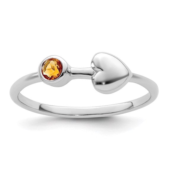 Auriga Fine Jewelry 925 Sterling Silver Heart Citrine Ring Size 7for Women