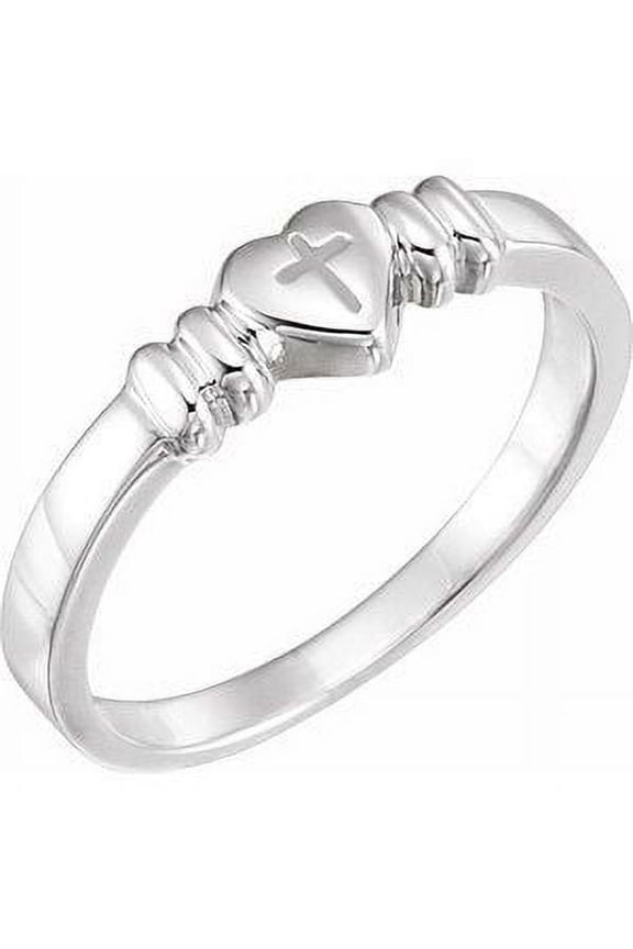 Fine Jewelry 925 Sterling Silver Heart & Cross Chastity Ring for Women Size 7