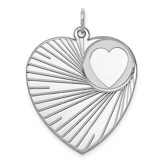 Auriga Fine Jewelry 925 Sterling Silver Heart Disc Charm (L- 31mm, W-25mm) Valentine's Day Gift for Women