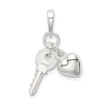 thumbnail image 1 of Auriga Fine Jewelry 925 Sterling Silver Heart with Key Charm Pendant (L- 24mm, W-15mm) for Women, 1 of 6