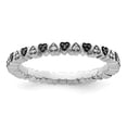 thumbnail image 1 of Auriga Fine Jewelry 925 Sterling Silver Hearts Black and White Diamond Ring Size 6for Women, 1 of 6