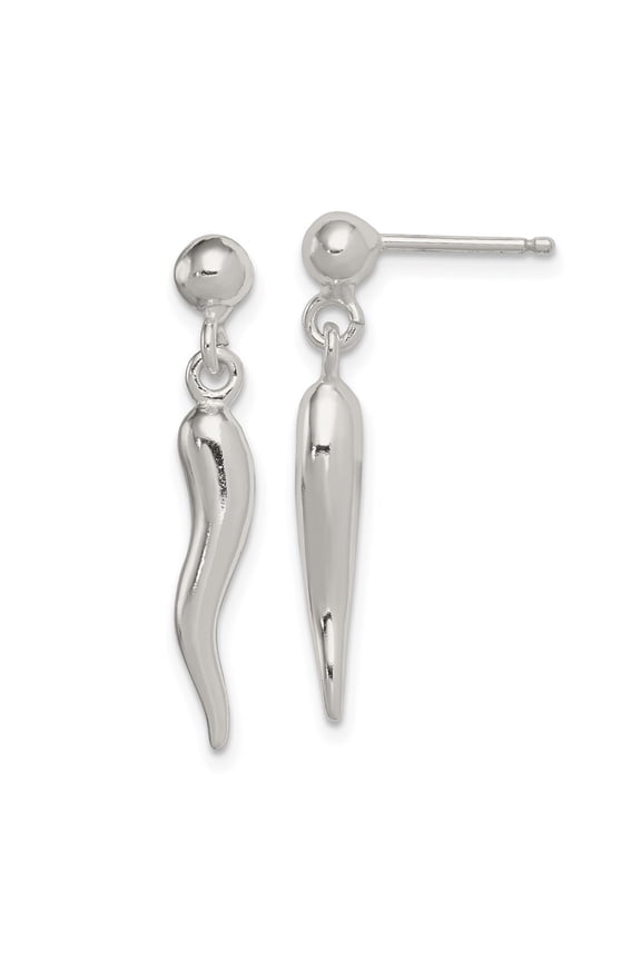 Fine Jewelry 925 Sterling Silver Italian Horn Post Dangle Earrings for Women