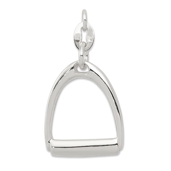 Auriga Fine Jewelry 925 Sterling Silver Large Horse Stirrup Charm Pendant for Women(L-30mm, W-15mm)