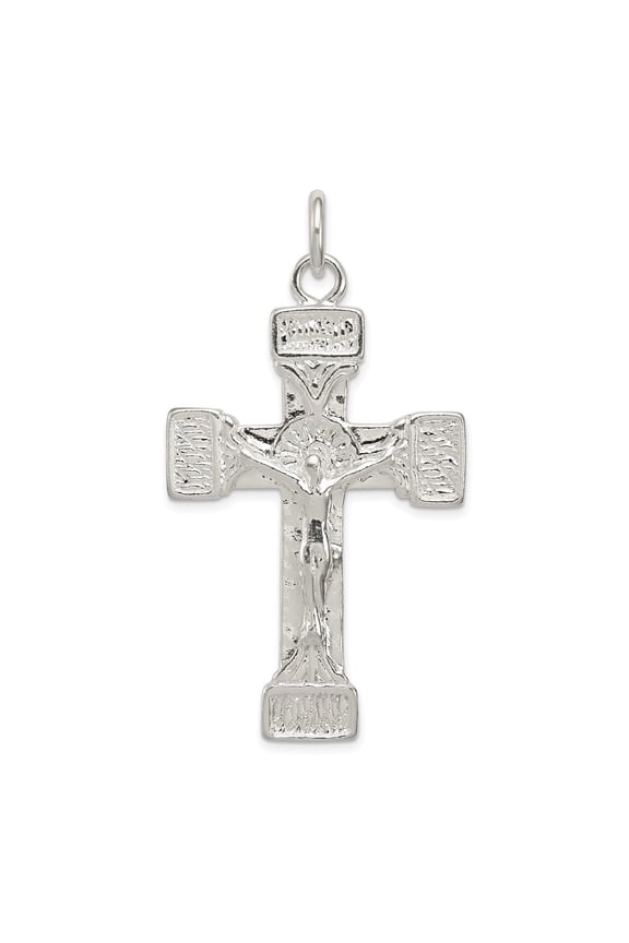 Fine Jewelry 925 Sterling Silver Latin Crucifix Cross Pendant for Women (Length - 55mm, Width - 30mm)