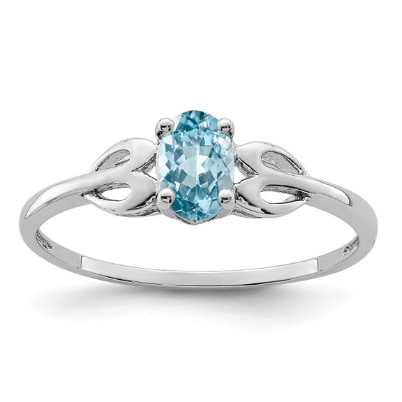 Auriga Fine Jewelry 925 Sterling Silver Light Blue Topaz Solitaire Engagement Ring Size 7 for Women