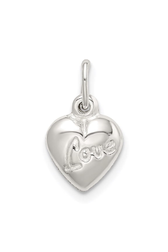 Fine Jewelry 925 Sterling Silver Love Reversible Puff Heart Charm Pendant for Women