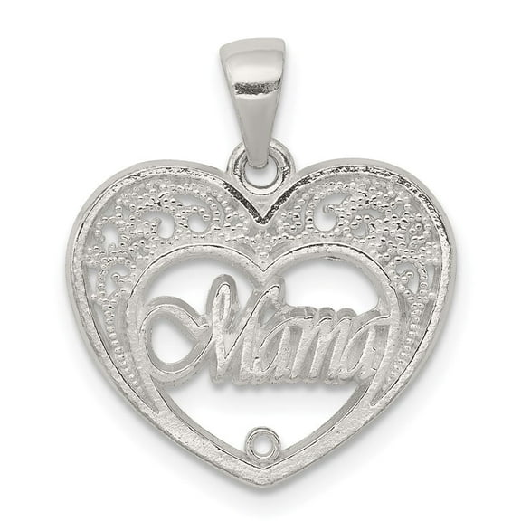 Auriga Fine Jewelry 925 Sterling Silver Mama Heart Charm Pendant (L -22mm, W -18mm) Valentine's Day Gift for Women