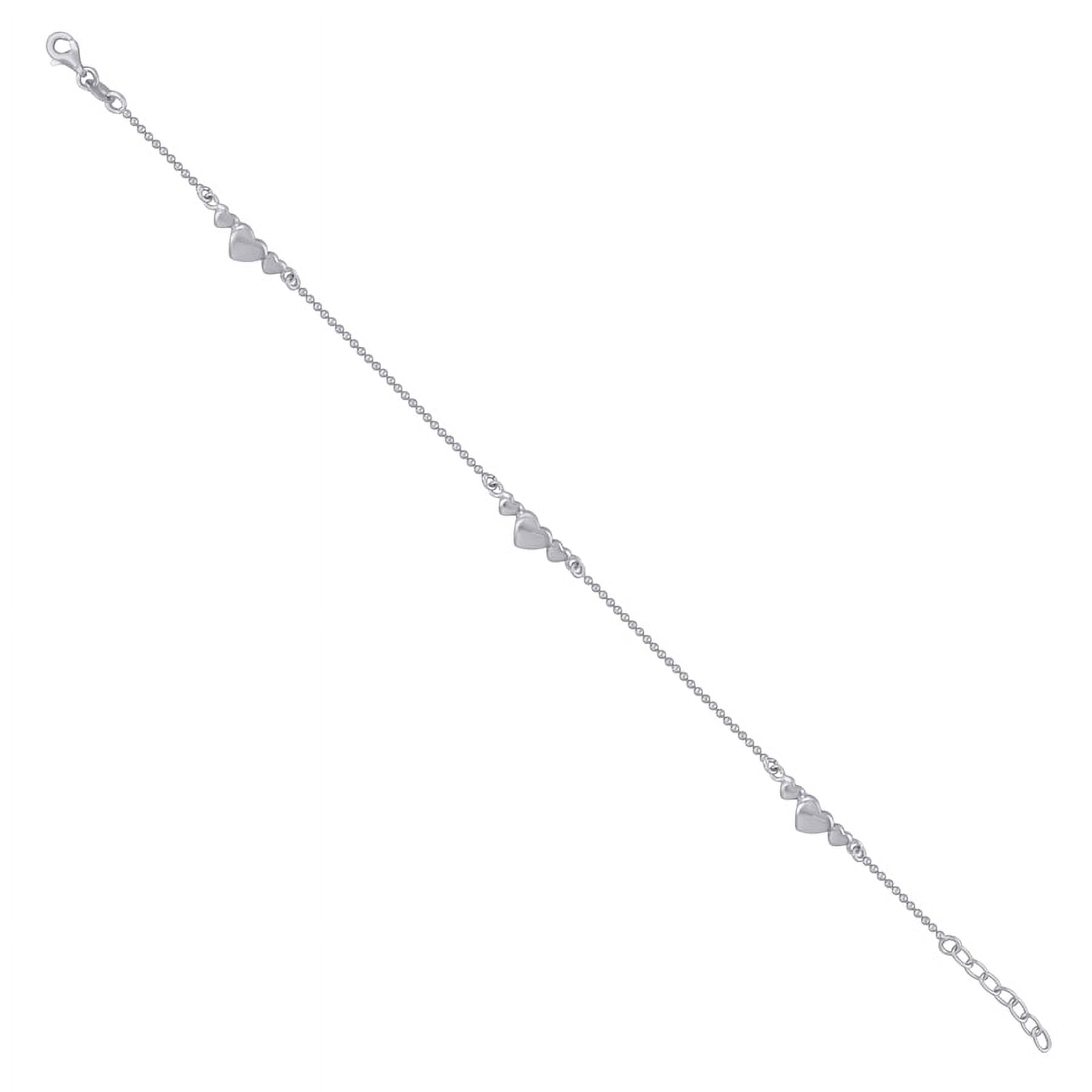 Auriga Fine Jewelry 925 Sterling Silver Moon Cut Hearts Link Lobster clasp Anklet 9" for Women