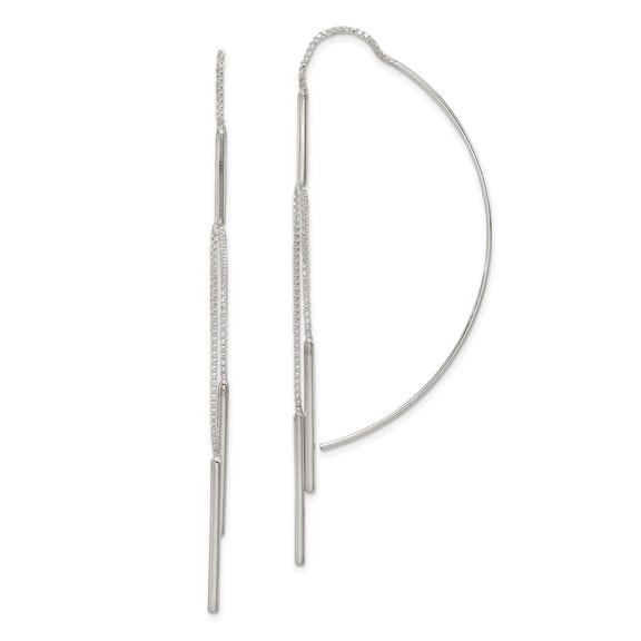 Auriga Fine Jewelry 925 Sterling Silver Multi-Strand Bar Threader Earrings for Women