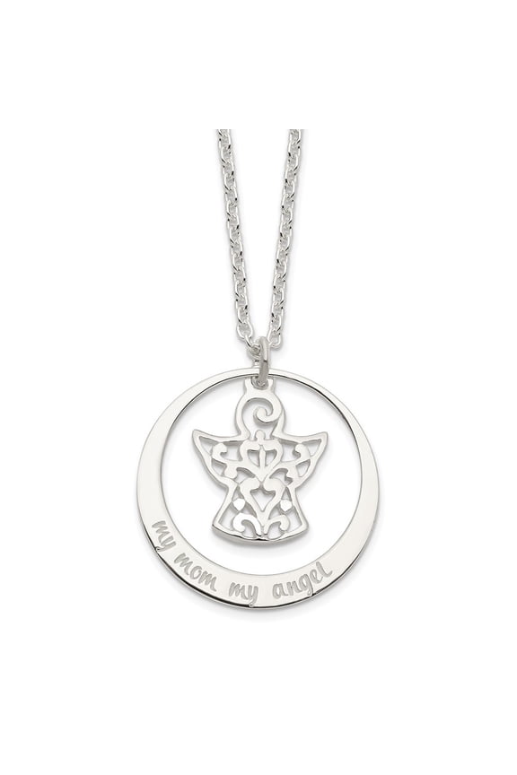 Fine Jewelry 925 Sterling Silver My Mom My Angel Necklace 16inch for Women