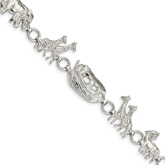 Auriga Fine Jewelry 925 Sterling Silver Noah's Ark Bracelet 7inch for Women