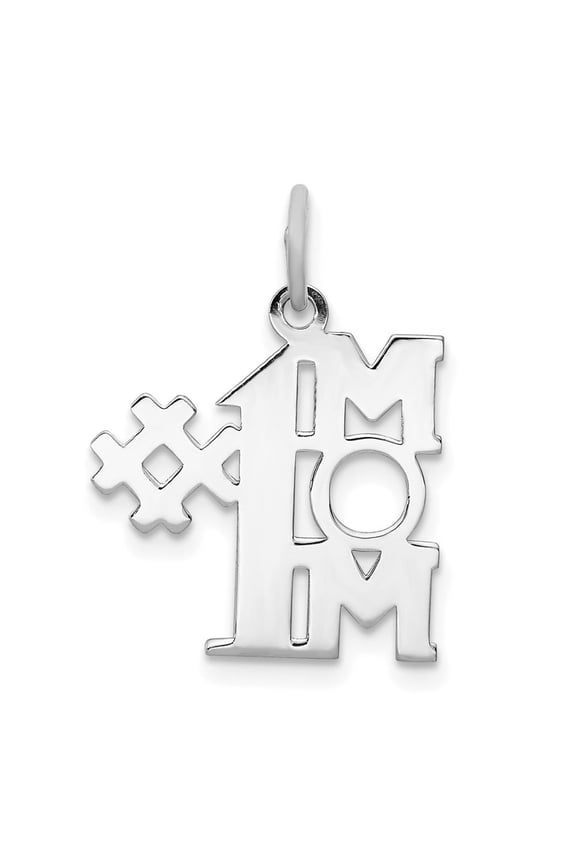 Fine Jewelry 925 Sterling Silver Number 1 Mom Charm Pendant for Women (L -17mm, W -16mm)