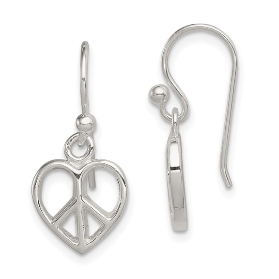 Auriga Fine Jewelry 925 Sterling Silver Peace Sign Heart Shepherd Hook Dangle Earrings for Women