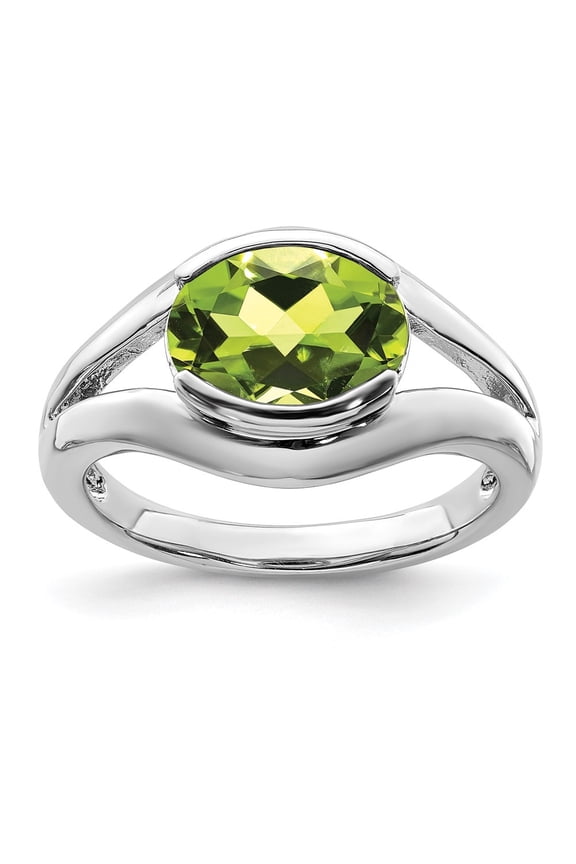 Fine Jewelry 925 Sterling Silver Peridot Engagement Ring Size 7 for Women