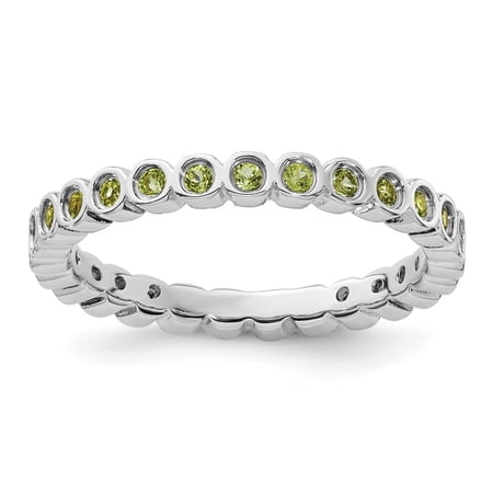 Auriga Fine Jewelry 925 Sterling Silver Peridot Eternity Ring for Women Size 9